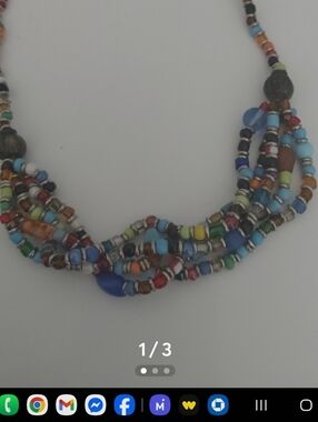 Vintage native - Multicolor Twisted Seed Bead Necklace - Women Jewelry